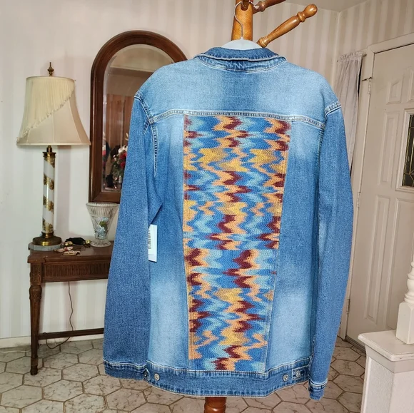 Lularoe Embroidered Aztec Long Jeans Jacket